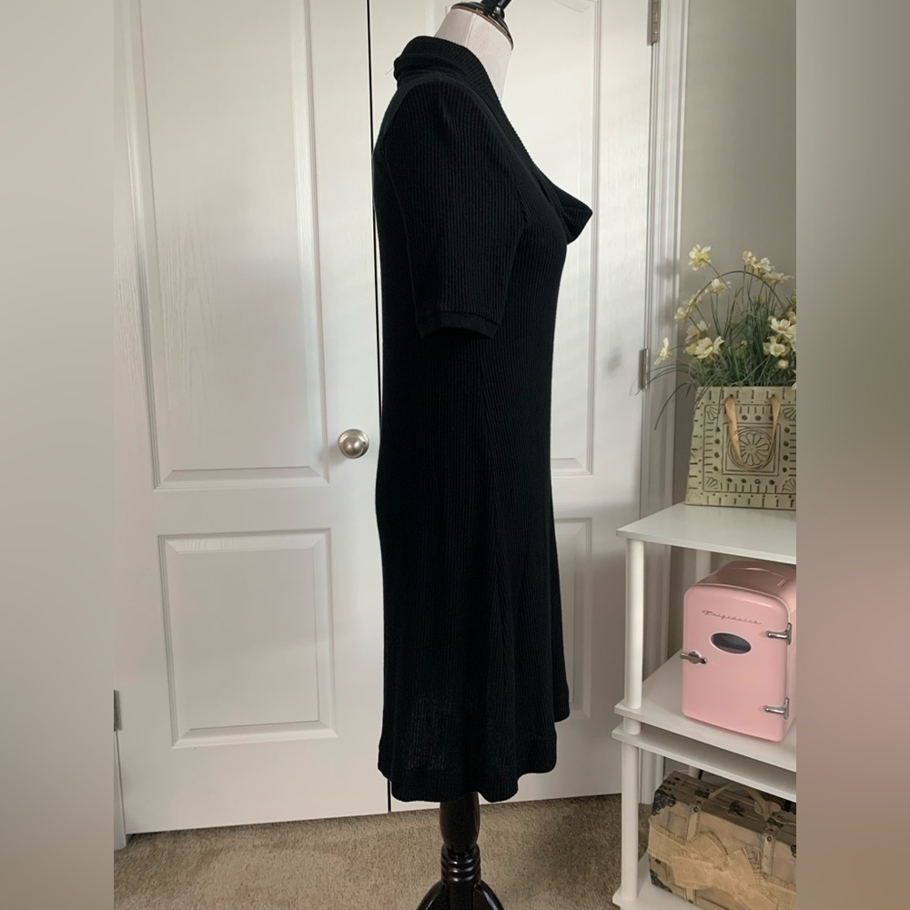 Three Dots Verity Sweater Dress in Black - Size M short sleeve cowl neck dress - Picture 11 of 14